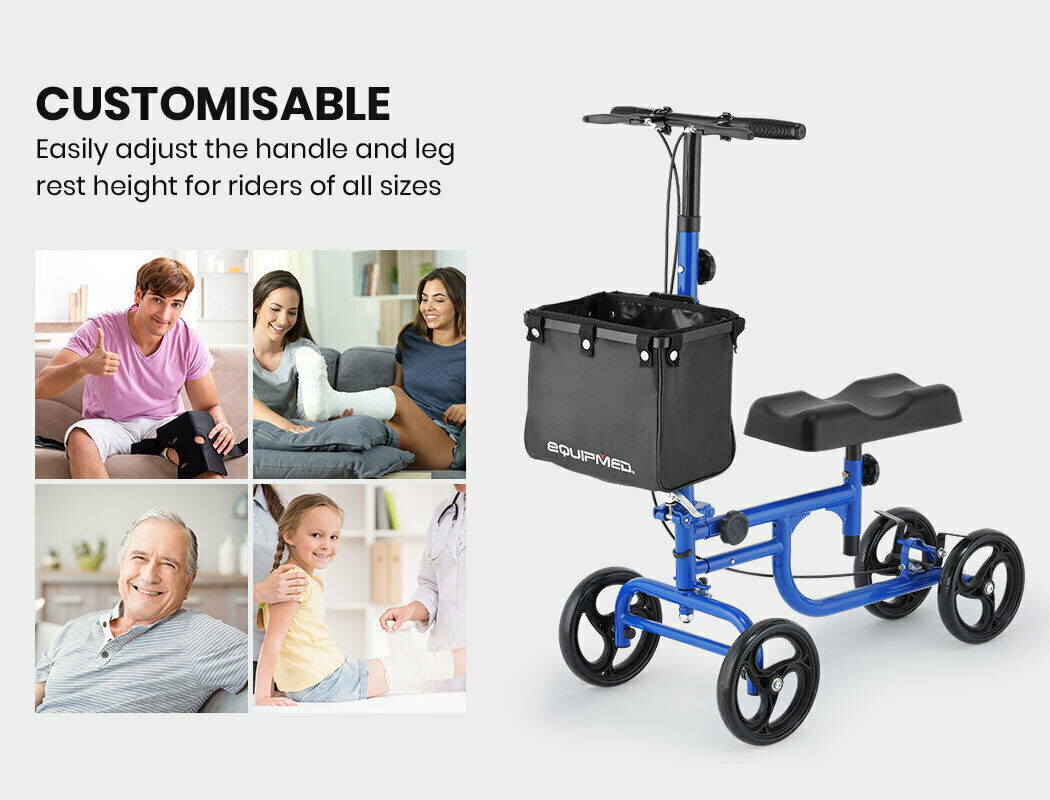 EQUIPMED Knee Walker Scooter Folding Mobility Alternative to Crutches Wheelchair