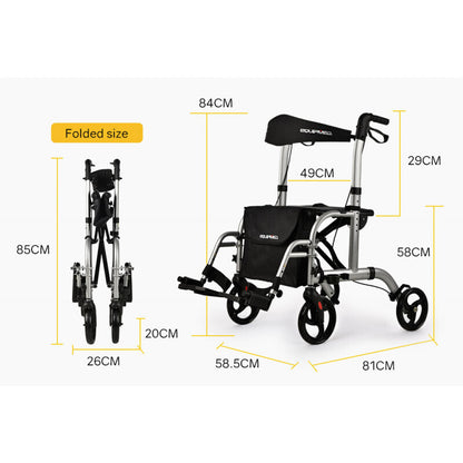 EQUIPMED Rollator Transit Wheelchair Walking Frame Walker Aid  Elderly Seniors