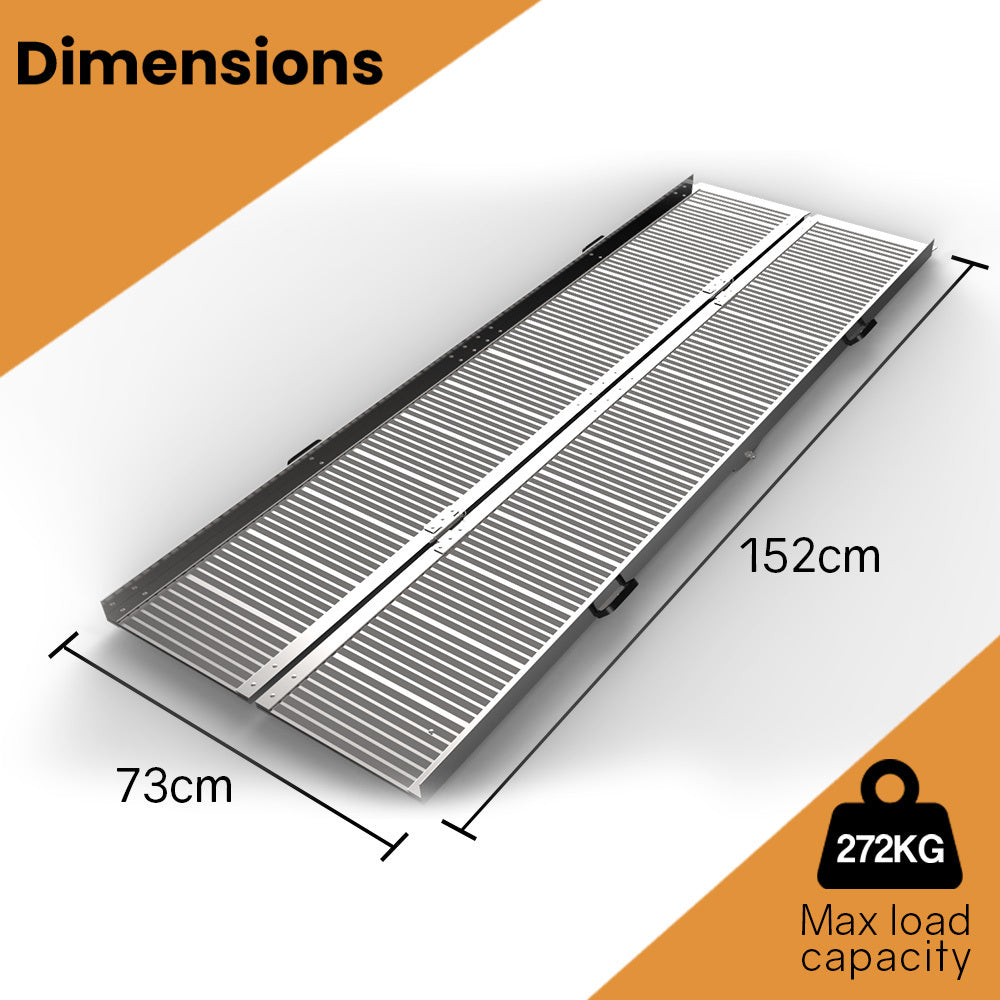 EQUIPMED 152cm Portable Folding Aluminium Access Ramp, 272kg Rated, for Wheelchair, Mobility Scooter, Rollator