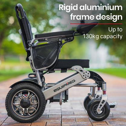 EQUIPMED Electric Folding Wheelchair, Folding, Motorised, 2x250W, Long Range, Power Mobility Scooter Lightweight