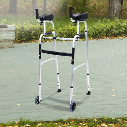 Orthonica Folding Rollator Walker Aluminium Adjustable Handles With Cane Box