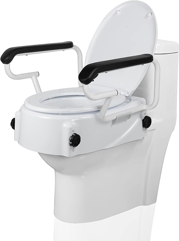 Toilet Seat Riser with Flip Up Handles Raised Toilet Safety Seat for Elderly