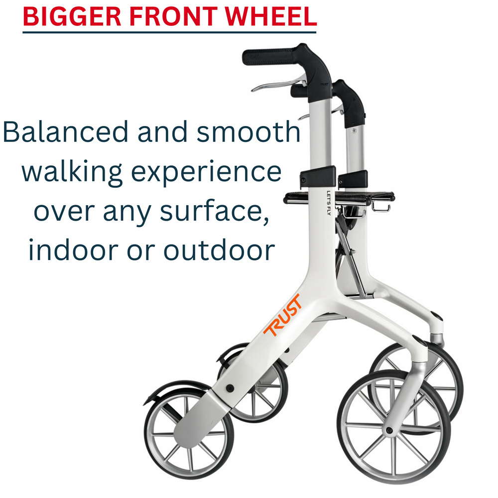 Let's Fly Mobility Rollator Wheelie Walker - Red