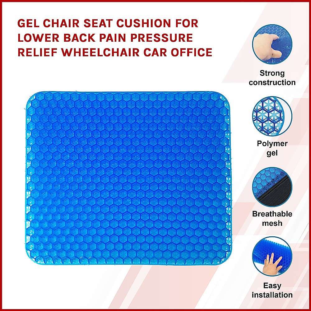 Gel Chair Seat Cushion For Lower Back Pain Pressure Relief Wheelchair Car Office